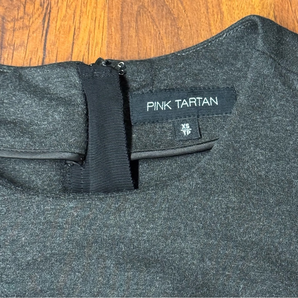 Pink Tartan Sheath Dress Long Sleeve XS Minimalist - Picture 3 of 7